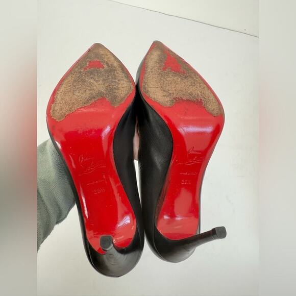 Christian Louboutin Black leather Pigalle 100mm pointed toe pumps EU 39.5 - Picture 8 of 10